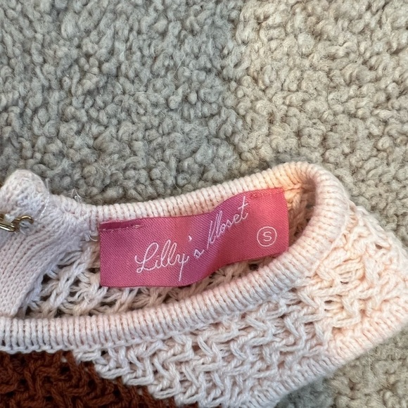 Lilly’s Kloset Women’s Pink & Brown Striped Knit Dress Size Small - Picture 11 of 11